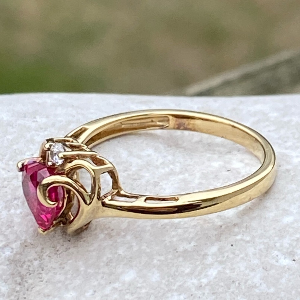 SOLD 💲Ruby heart ring 14k gold over .925 Sterling Silver size 7 new - Picture 4 of 12